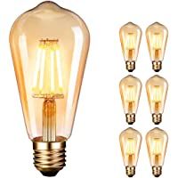 Dobee Bombilla LED E27- Edison Vintage Bombilla Cálido 4W ST64 2600-2700K 400LM Bombilla Retro Decorativa Ambar Cálido…